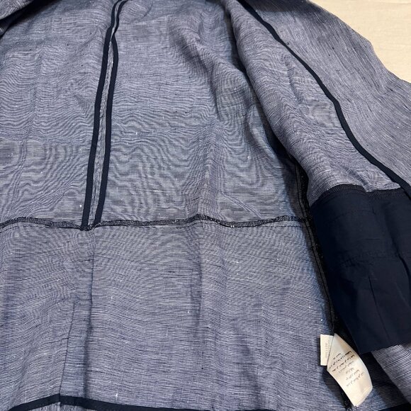 Ellen Tracy Women’s Linen Blazer Jacket Blue Pinstripe One Button Lightweight - Picture 12 of 12